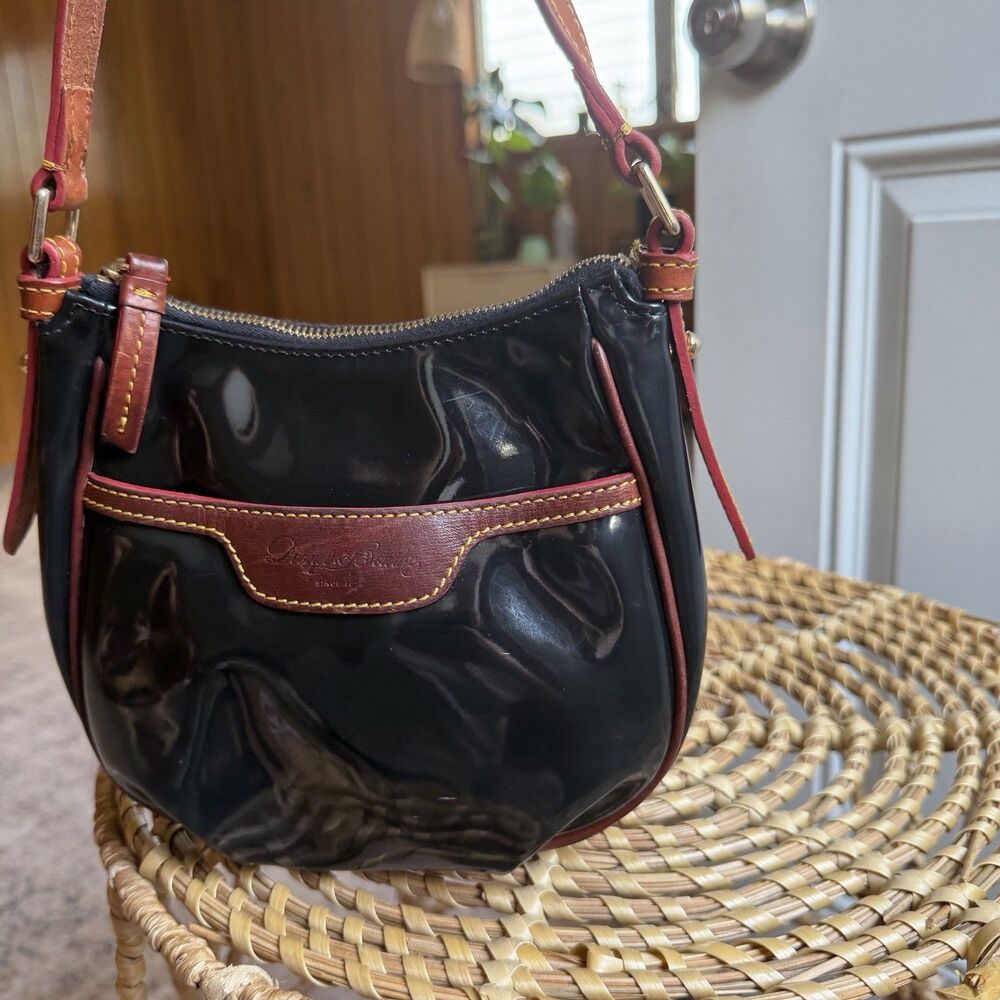 Dooney & Bourke Mini Margot Crossbody Bag Black Nylon Brown Leather Classic - Picture 9 of 16
